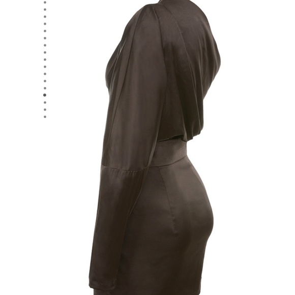 Mistress Rocks, 'Award Ceremony' Dark Khaki One Sleeve Drape Dress, Size XS - Picture 6 of 12